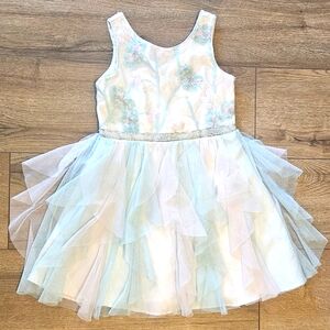 Lightly Worn - YOUNGLAND - Pastel Pink and Green Formal Dress - Girls Size 6X